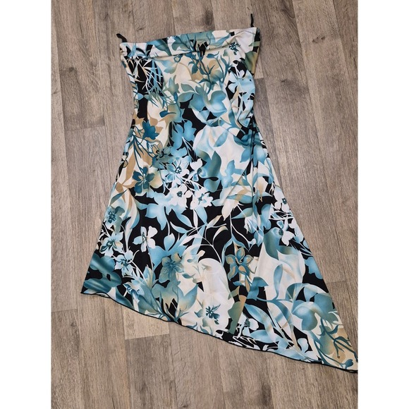 Kona‎ Floral Ayssemetrical Strapless Dress Handkerchief Hem Dress M 106 - Picture 1 of 5